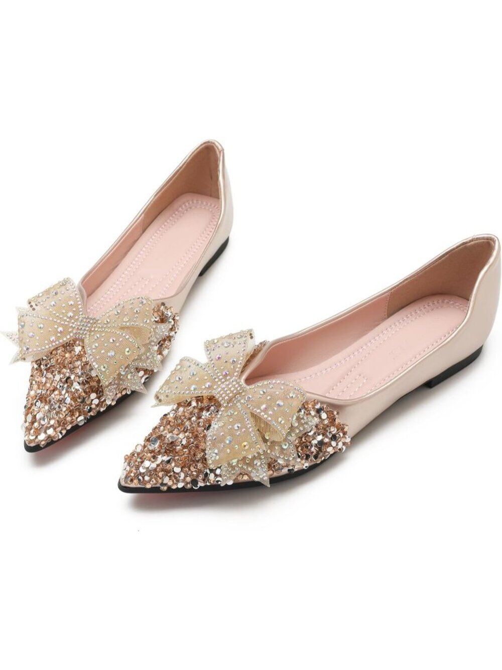 〽️Women's Gold Flats Low Heel Comfort Pointed Toe Polyurethane Ballet Shoes